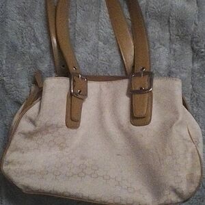 Elegant Cream and Tan Women's Handbag